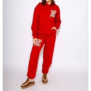 NEW POPPY & PINE better not pout hoodie in red